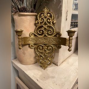 Vintage Syroco Ornate Gold Double Candle Holder Wall Sconce